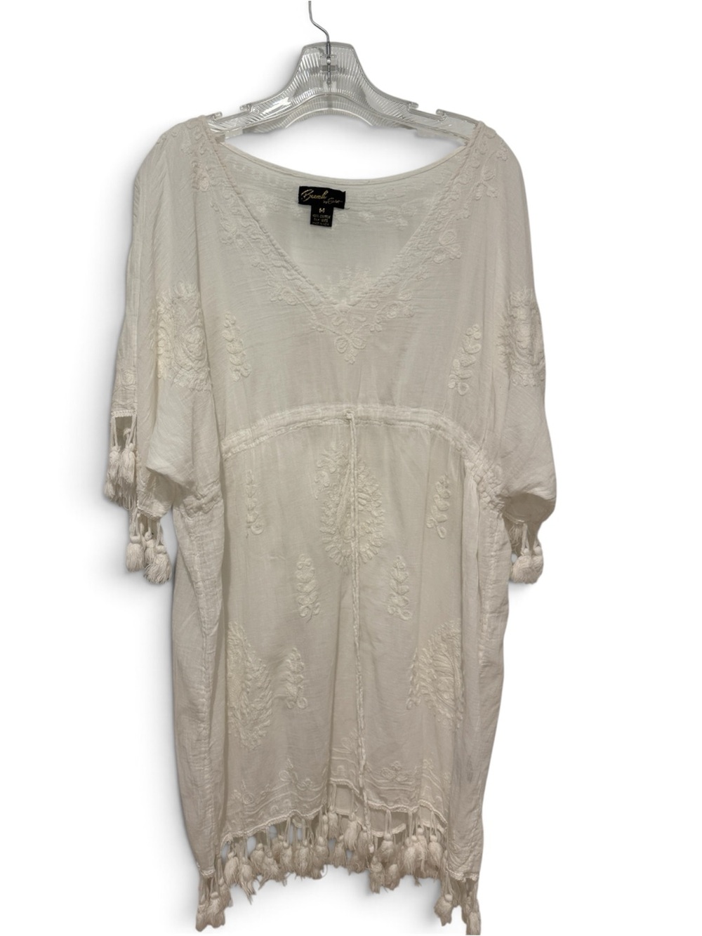 V-Neck White Boho Coverup